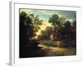 Wooded Landscape with Cattle by a Pool, 1782-Thomas Gainsborough-Framed Giclee Print