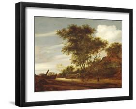 Wooded landscape with children playing on the road by a cottage, 1658-Salomon van Ruisdael or Ruysdael-Framed Giclee Print