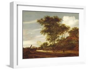 Wooded landscape with children playing on the road by a cottage, 1658-Salomon van Ruisdael or Ruysdael-Framed Giclee Print