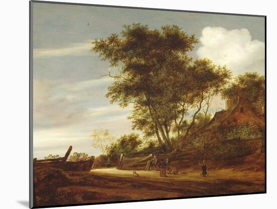 Wooded landscape with children playing on the road by a cottage, 1658-Salomon van Ruisdael or Ruysdael-Mounted Giclee Print