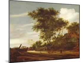 Wooded landscape with children playing on the road by a cottage, 1658-Salomon van Ruisdael or Ruysdael-Mounted Giclee Print