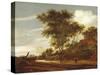 Wooded landscape with children playing on the road by a cottage, 1658-Salomon van Ruisdael or Ruysdael-Stretched Canvas