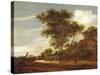 Wooded landscape with children playing on the road by a cottage, 1658-Salomon van Ruisdael or Ruysdael-Stretched Canvas