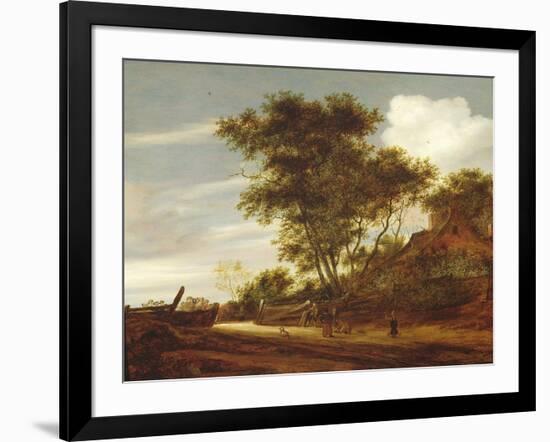 Wooded landscape with children playing on the road by a cottage, 1658-Salomon van Ruisdael or Ruysdael-Framed Giclee Print