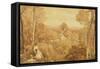 Wooded Landscape with Cottages and Countrywomen, Hurley, Berks, 1818-Joshua Cristall-Framed Stretched Canvas
