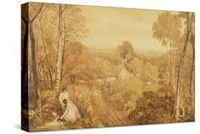 Wooded Landscape with Cottages and Countrywomen, Hurley, Berks, 1818-Joshua Cristall-Stretched Canvas