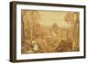 Wooded Landscape with Cottages and Countrywomen, Hurley, Berks, 1818-Joshua Cristall-Framed Giclee Print