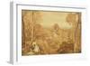 Wooded Landscape with Cottages and Countrywomen, Hurley, Berks, 1818-Joshua Cristall-Framed Giclee Print