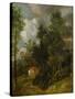 Wooded Landscape with Country House and Two Figures, C.1752-Thomas Gainsborough-Stretched Canvas