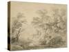 Wooded Landscape with Donkey and Figures, C.1759 (Graphite on Paper)-Thomas Gainsborough-Stretched Canvas