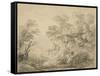 Wooded Landscape with Donkey and Figures, C.1759 (Graphite on Paper)-Thomas Gainsborough-Framed Stretched Canvas