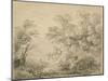 Wooded Landscape with Donkey and Figures, C.1759 (Graphite on Paper)-Thomas Gainsborough-Mounted Giclee Print