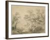Wooded Landscape with Donkey and Figures, C.1759 (Graphite on Paper)-Thomas Gainsborough-Framed Giclee Print
