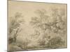 Wooded Landscape with Donkey and Figures, C.1759 (Graphite on Paper)-Thomas Gainsborough-Mounted Giclee Print