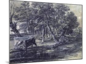 Wooded Landscape with Figures and Cattle at a Pool, C.1778-Thomas Gainsborough-Mounted Giclee Print