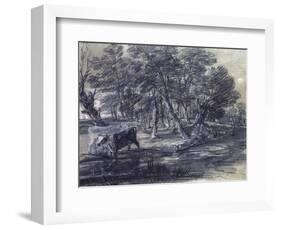 Wooded Landscape with Figures and Cattle at a Pool, C.1778-Thomas Gainsborough-Framed Giclee Print