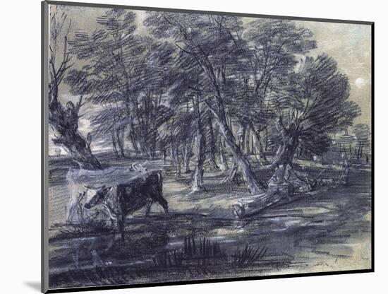 Wooded Landscape with Figures and Cattle at a Pool, C.1778-Thomas Gainsborough-Mounted Giclee Print