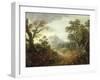 Wooded Landscape with Figures, Bridge, Donkeys, Distant Buildings and Mountain-Thomas Gainsborough-Framed Giclee Print