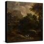 Wooded landscape with figures by Thomas Barker-Thomas Barker-Stretched Canvas