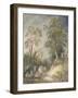 Wooded Landscape with Gypsy Encampment, C.1760-65 (W/C and Gouache over Pencil and Chalk on Paper)-Thomas Gainsborough-Framed Giclee Print