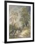 Wooded Landscape with Gypsy Encampment, C.1760-65 (W/C and Gouache over Pencil and Chalk on Paper)-Thomas Gainsborough-Framed Giclee Print