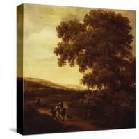 Wooded Landscape with Huntsmen and Travellers on a Road-Joris Van Der Haagen-Stretched Canvas