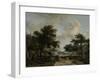 Wooded Landscape with Merrymakers in a Cart-Meindert Hobbema-Framed Art Print