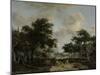 Wooded Landscape with Merrymakers in a Cart-Meindert Hobbema-Mounted Art Print