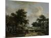 Wooded Landscape with Merrymakers in a Cart-Meindert Hobbema-Mounted Art Print