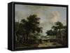 Wooded Landscape with Merrymakers in a Cart-Meindert Hobbema-Framed Stretched Canvas