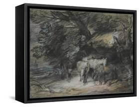 Wooded Landscape with Peasant Asleep and Horses Outside a Shed-Thomas Gainsborough-Framed Stretched Canvas