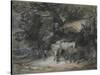 Wooded Landscape with Peasant Asleep and Horses Outside a Shed-Thomas Gainsborough-Stretched Canvas