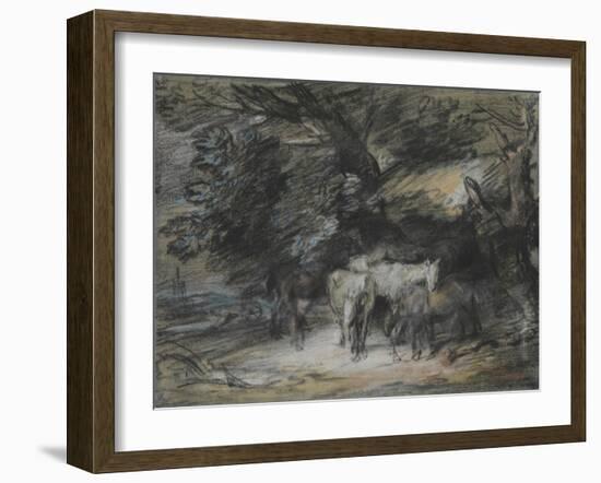 Wooded Landscape with Peasant Asleep and Horses Outside a Shed-Thomas Gainsborough-Framed Giclee Print