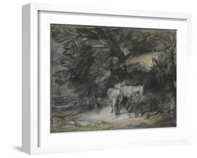 Wooded Landscape with Peasant Asleep and Horses Outside a Shed-Thomas Gainsborough-Framed Giclee Print