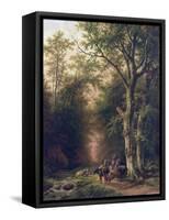 Wooded Landscape with Peasants-Barend Cornelis Koekkoek-Framed Stretched Canvas
