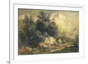 Wooded Landscape with Travellers, C.1777-Thomas Gainsborough-Framed Giclee Print