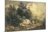 Wooded Landscape with Travellers, C.1777-Thomas Gainsborough-Mounted Giclee Print