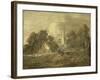 Wooded Landscape with Village Scene, Early 1770-72-Thomas Gainsborough-Framed Giclee Print