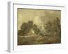 Wooded Landscape with Village Scene, Early 1770-72-Thomas Gainsborough-Framed Giclee Print