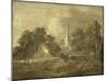 Wooded Landscape with Village Scene, Early 1770-72-Thomas Gainsborough-Mounted Giclee Print