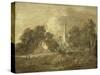 Wooded Landscape with Village Scene, Early 1770-72-Thomas Gainsborough-Stretched Canvas