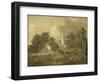 Wooded Landscape with Village Scene, Early 1770-72-Thomas Gainsborough-Framed Giclee Print