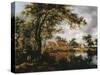 Wooded Landscape with Watermill, 1660s-Meindert Hobbema-Stretched Canvas