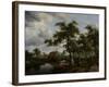 Wooded Landscape with Watermill, C.1665-Meindert Hobbema-Framed Giclee Print