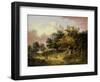 Wooded Landscape with Woman and Child Walking Down a Road (Oil on Panel)-Robert Ladbrooke-Framed Giclee Print