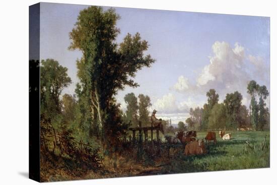 Wooded Landscape-Jean-François Millet-Stretched Canvas