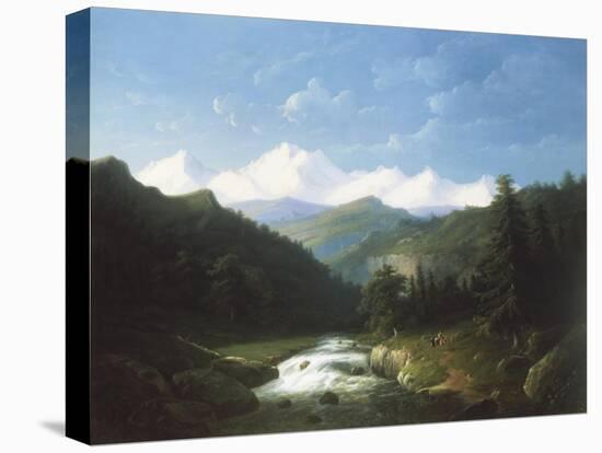 Wooded Mountainous Landscape-Jacobus Nooteboom-Stretched Canvas