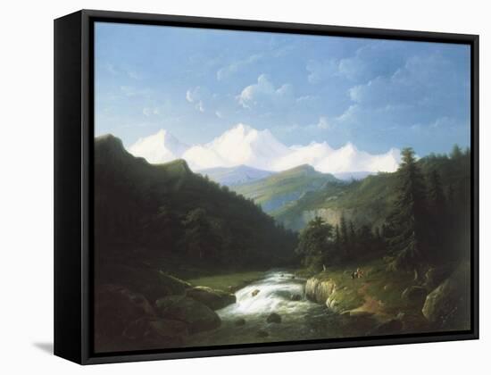 Wooded Mountainous Landscape-Jacobus Nooteboom-Framed Stretched Canvas