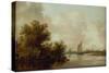 Wooded River Landscape with Fishermen-Jan Van Goyen-Stretched Canvas