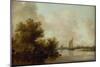 Wooded River Landscape with Fishermen-Jan Van Goyen-Mounted Giclee Print